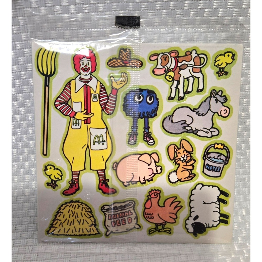 Vintage 1986 McDonald’s Sticker Playset - Ronald McDonald Farm Theme - Sealed